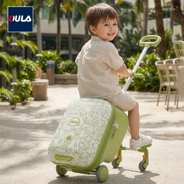 Dula Suitcase for Kids, Rideable and Ride-Along, Suitable for Boys and Girls, Trolley Travel Case, Carry-On, Convenient Gadget