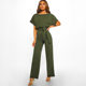 Shiying European and American Women's Solid Color Jumpsuit Suit Summer New Solid Color Loose Waist Slimming Wide Leg Jumpsuit