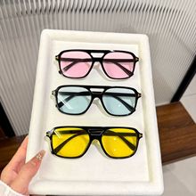 2025新款跨境时尚跨境潮流墨镜复古ins太阳眼镜T字双梁太阳镜方形