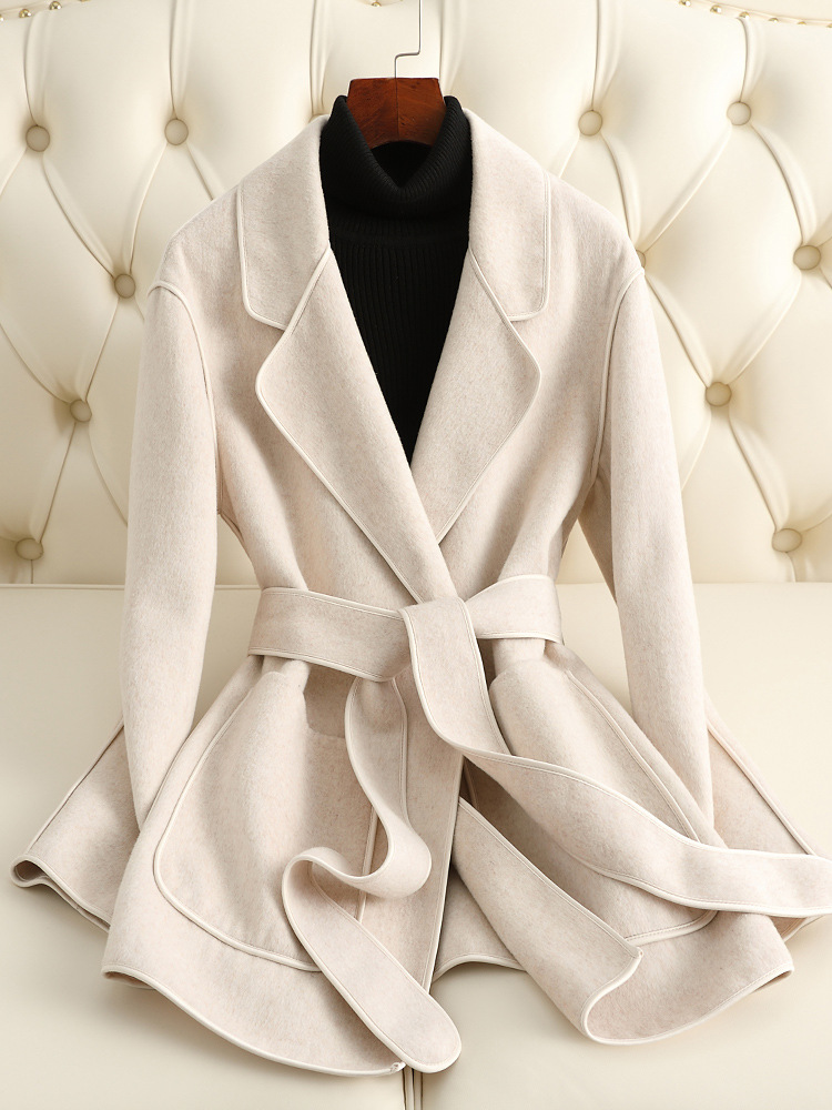 New Customer Benefits: Double-Sided Wool Cashmere Coat for Women, Short Style for Petite Figures, 2025 Autumn and Winter New Woolen Coat