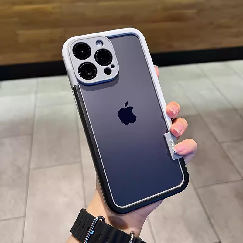 Marco de silicona de color de contraste simple para iPhone14ProMax funda para teléfono móvil 15 Apple 12 mujeres 13 nuevo X/XR