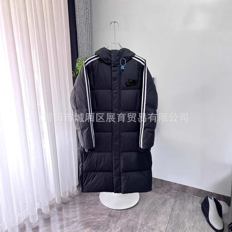 2025 New Adidas Winter Sports Clothing Warm Long Hooded down Jacket Printed Puffer Jacket 2026 Autumn