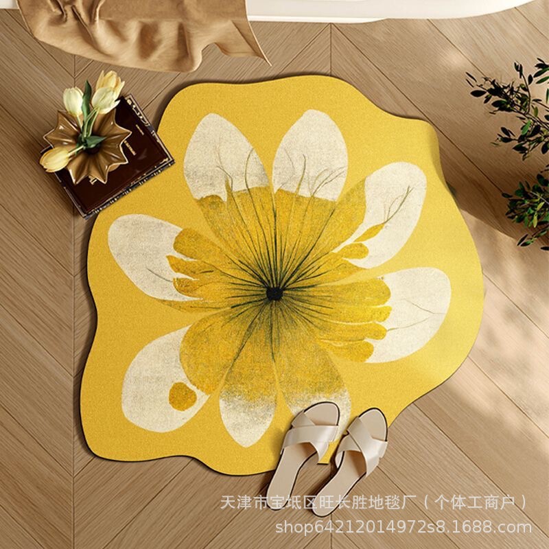 Bathroom mat with a high-end design, floral pattern, water-absorbent, non-slip, quick-drying, easy to maintain, diatomaceous earth drainage mat for kitchen and entryway Bathroom mat with a high-end design, floral pattern, water-absorbent, non-slip, quick-drying, easy to maintain, diatomaceous earth drainage mat for kitchen and entryway