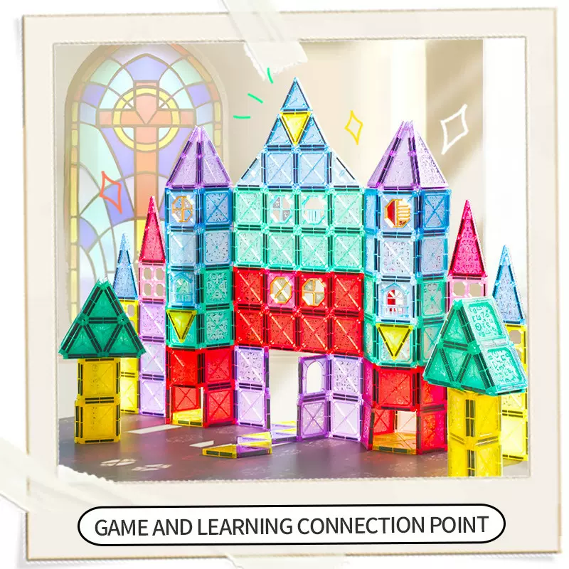 跨境儿童早教智力玩具磁力片管道磁铁积木纯磁力套装工厂跨境爆款