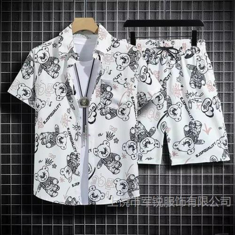 Summer 3D Digital Printed Shirt and Beach Shorts for Men, Cute Cartoon Character Trendy Casual Sports Set 2026