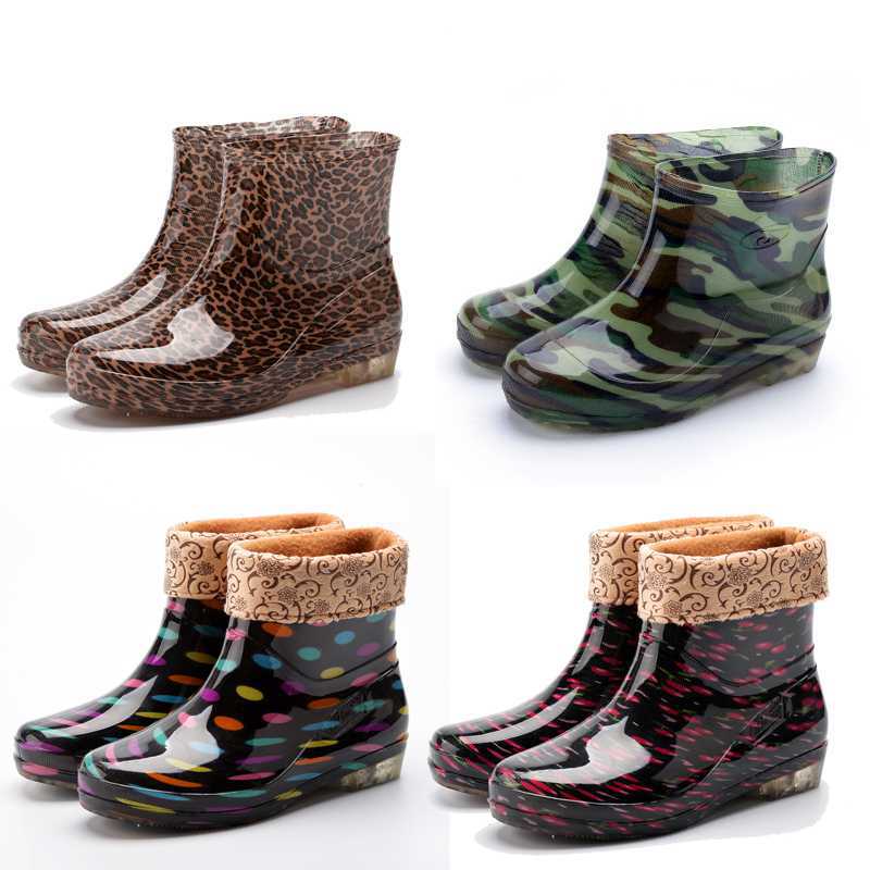 Four seasons rain boots women's mid-tube...