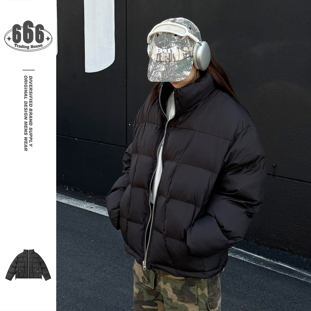 Vinterjacka för herr och dam amerikansk design lös passform_voghion.com