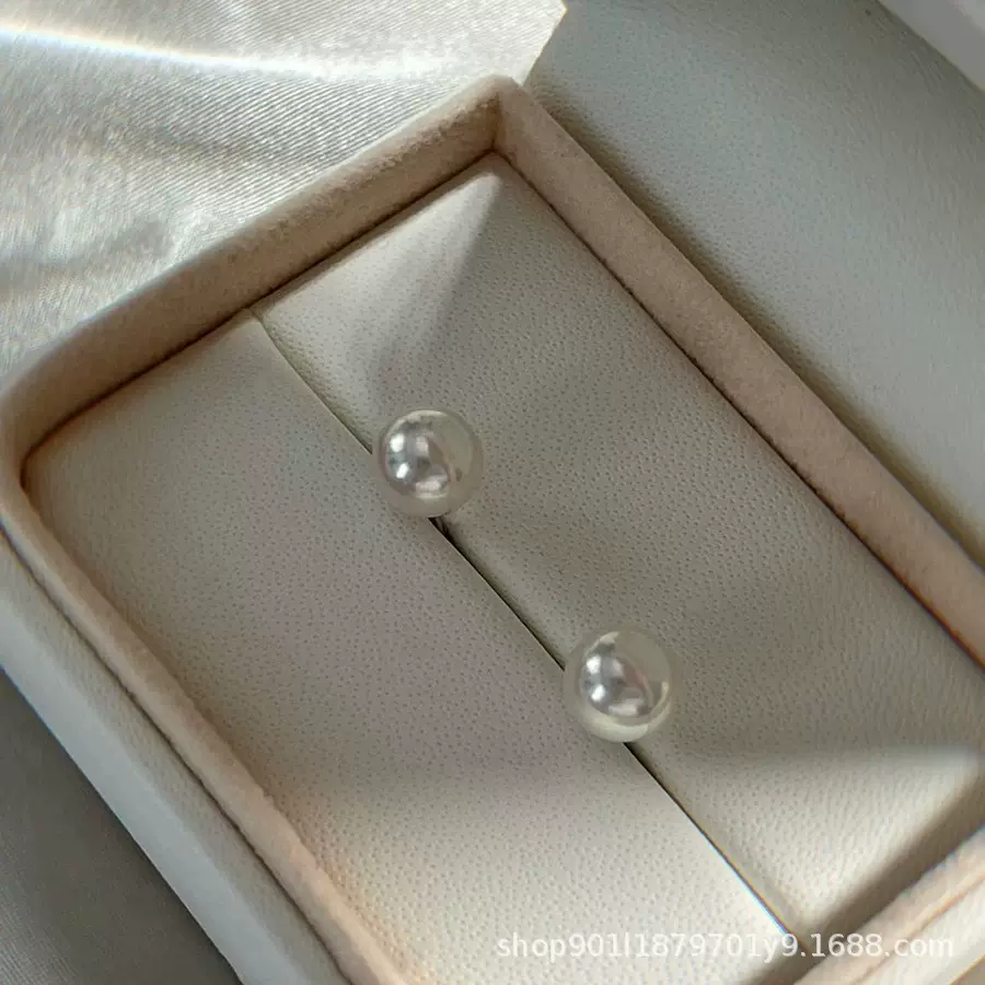 诸暨天然淡水珍珠耳钉正圆极光基本无暇媲美海水akoya素钉简约女