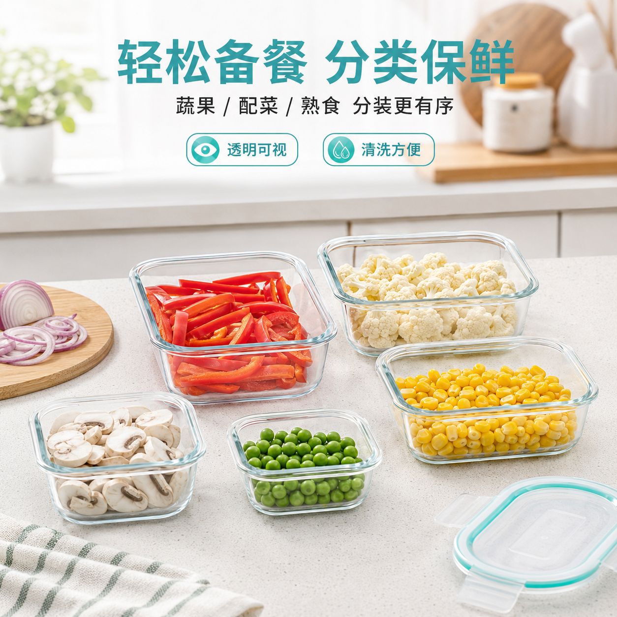 Caja de almuerzo de vidrio de alto borosilicato transfronterizo puede ser sellada por microondas para oficina caja de almuerzo refrigerador caja de almuerzo fresca al por mayor