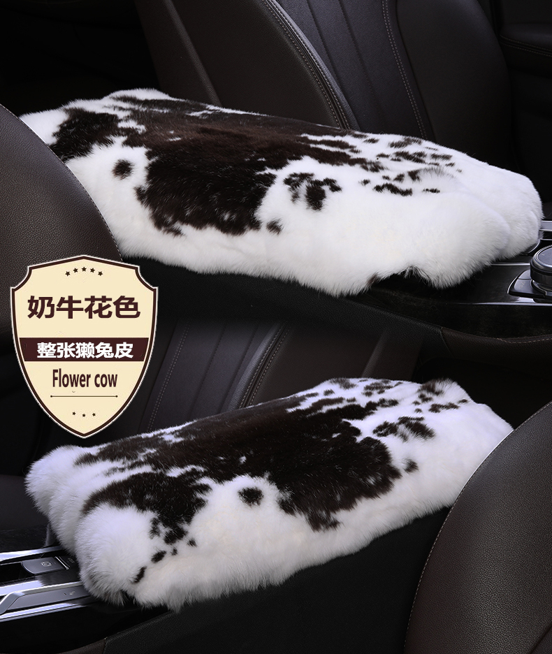 Rex Rabbit Fur Car Armrest Box Pad Winter New Style Universal