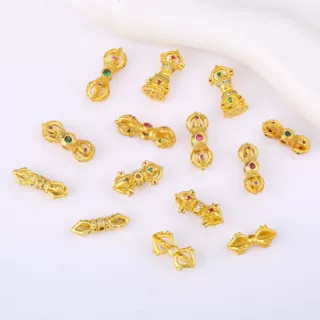 古法金保色微镶金刚铃魔杵 菩提转运隔珠diy饰品配件手链项链串珠
