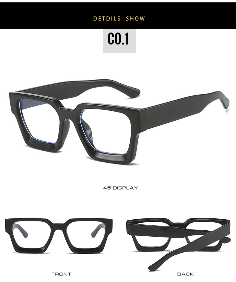 45g Weight Full Frame Glasses Structure Glasses Classification Ac Lens Material Square Glasses Style Daily Occasion Solid Color, Leopard Pattern All Seasons Season Unisex Gender Simple Style Style Simple Style Solid Color Leopard Ac Square Full Frame Optical Glasses 4