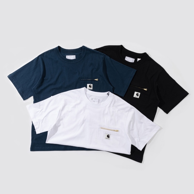 Cross-Border High-End Version Sacai X Carhartt Wip T-Shirt Collaboration Multi-Pocket Crew Neck Short-Sleeve T-Shirt Cross-Border High-End Version Sacai X Carhartt Wip T-Shirt Collaboration Multi-Pocket Crew Neck Short-Sleeve T-Shirt