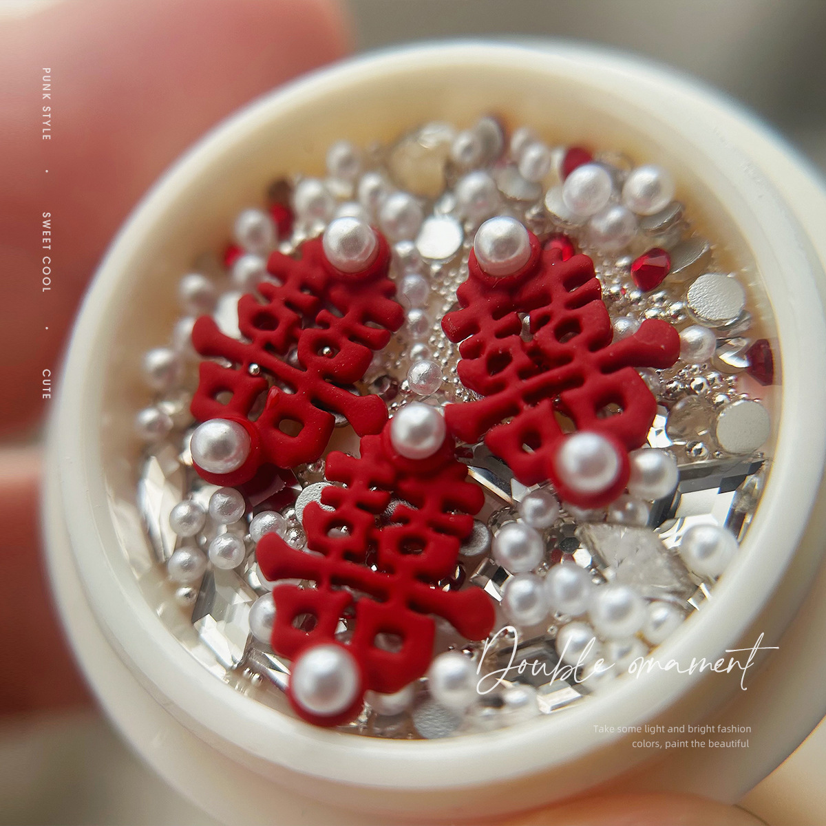 Joyería de diamantes de uñas estilo chino desgaste pieza de uñas material terminado paquete Novia boda uñas Año Nuevo aleación afortunada diamante