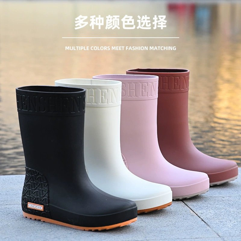 Модные трансграничные нескользящие водонепроницаемые сапоги дождевые сапоги водяные сапоги теплая туфли женские взрослые длинные трубки завод прямых продаж