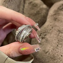 闪亮几何戒指女时尚气质多层线条开口指环ins风网红食指戒潮