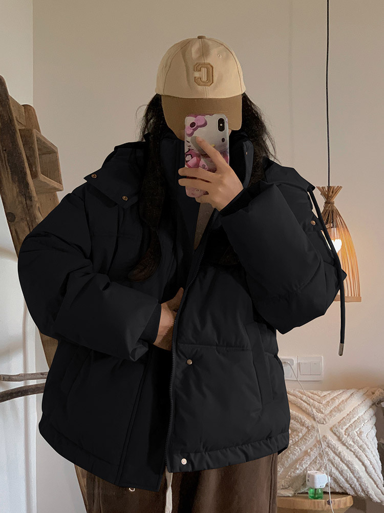 Algodón mujer 2023 invierno nuevo estilo coreano estampado de tela de pluma corta ropa de algodón de mujer con capuzas ropa de pan de moda chaqueta
