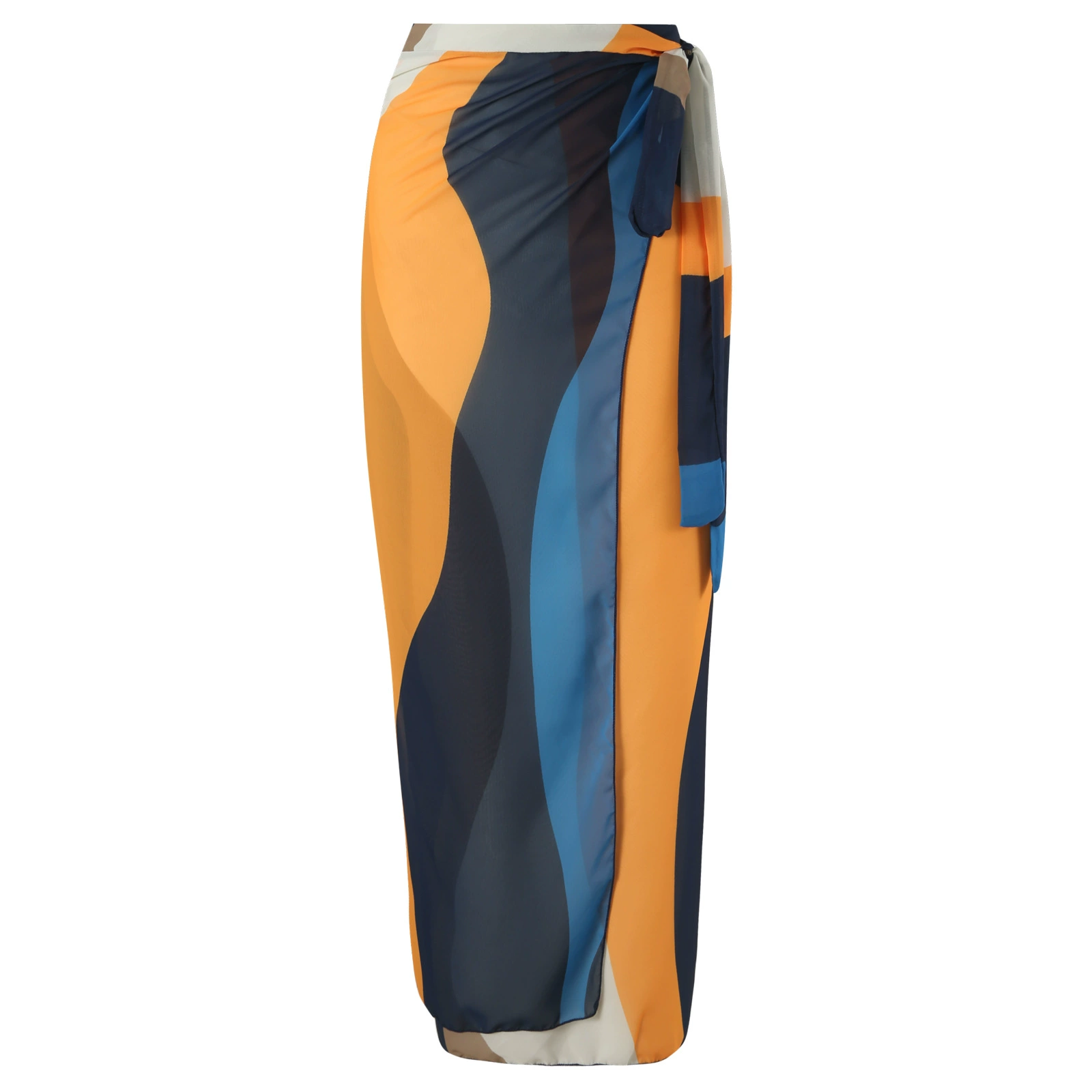 One-Piece Swimsuit (Qiao Jiayuan) 2025 Retro Style with Wrap Skirt, Crane Print, S–XL & One Size