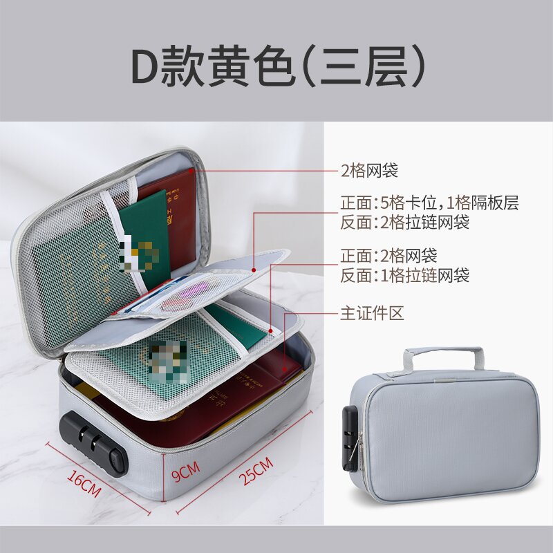 Paquete de Certificado de almacenamiento de documentos plegable bolsa de archivo impermeable multifuncional fibra de vidrio ignífugo archivo caja carpeta