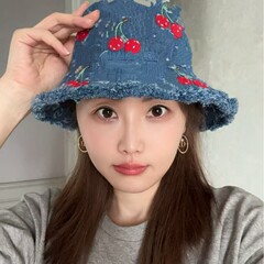 高版本L家樱桃牛仔渔夫帽 女巴黎休闲百搭盆帽休闲百搭遮阳渔夫帽