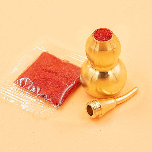 5G Red Sand Bag with Hollow Copper Gourd Pendant Accessory, Zhu Sha Particle Keychain Accessory, Red Sand Manufacturer Wholesale