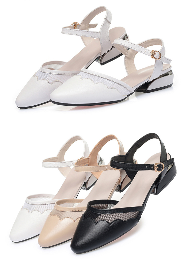Sandal nữ quai ngang đế thô mùa hè dễ phối — Màu đen chi tiết 19