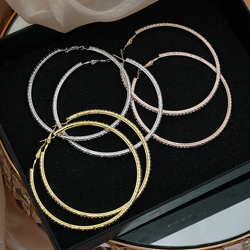 Большие серьги, (跨境贸易), 8 см, европейский стиль, инкрустированы diamonds