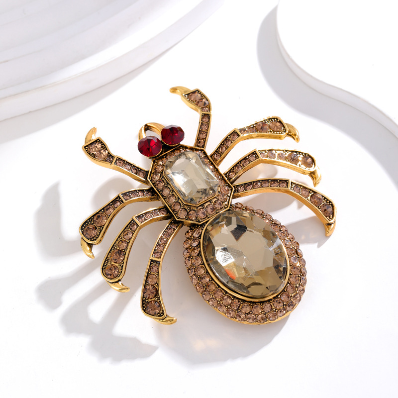 38g Weight Rhinestones, Glass Inlay Material Brooches Classification Zinc alloy Material Halloween Festival Spider Pattern Exaggerated Pin Spider Zinc Alloy Plating Inlay Rhinestones Glass Unisex Brooches 5