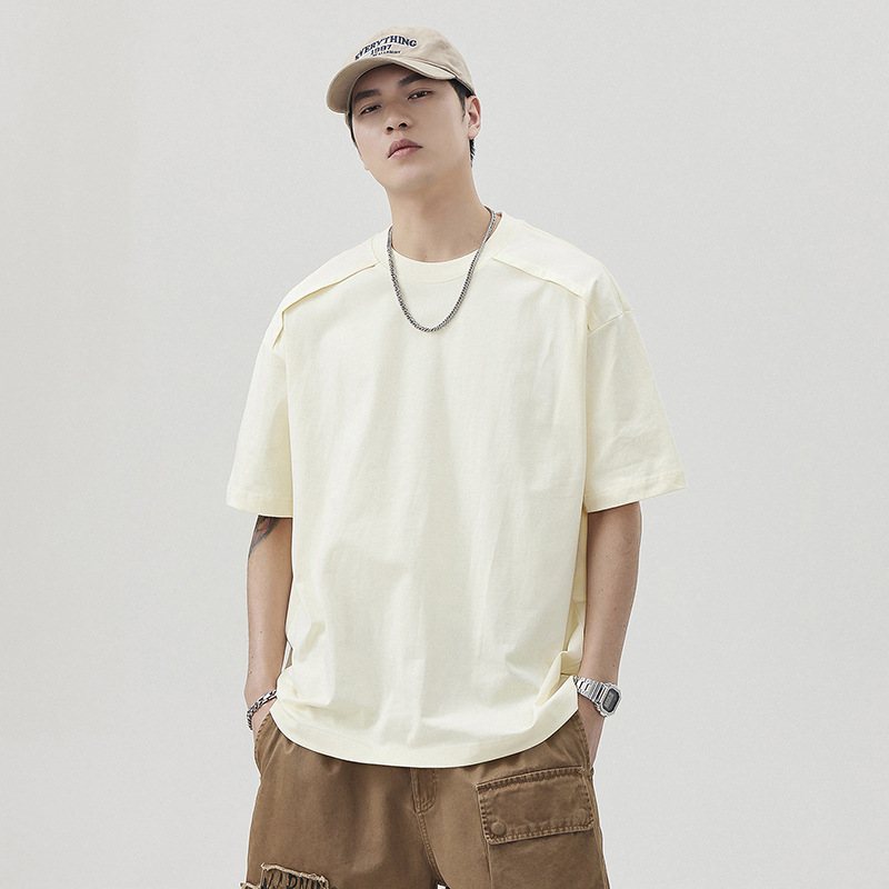 280g Summer New Men's Short-sleeved T-shirt Trendy Brand Heavy Casual Joker Half-sleeved American High Street Top Men's Wear