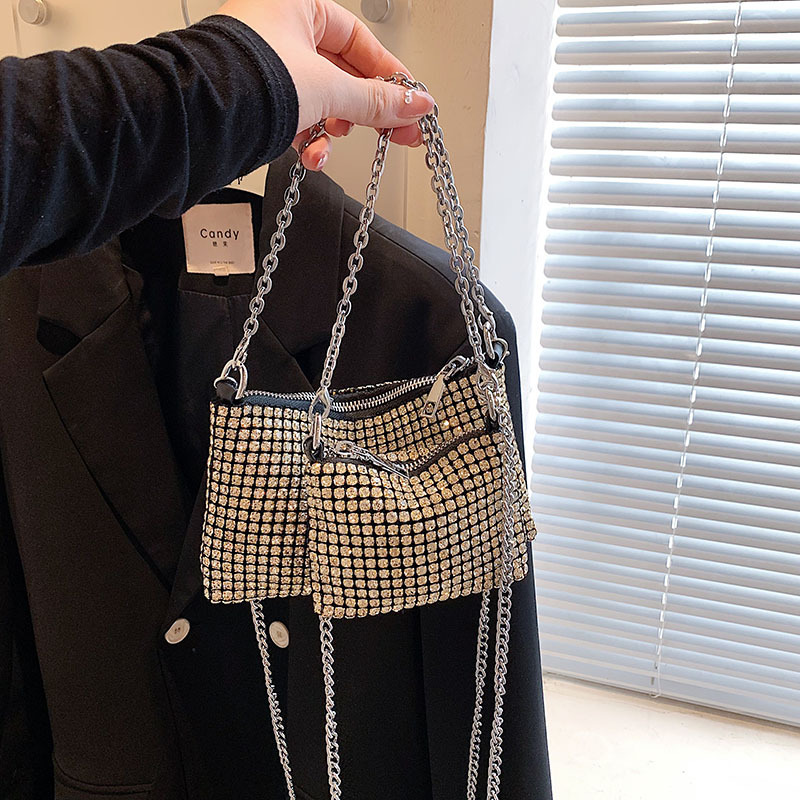 Elegant rhinestone bag 2023 new trendy diamond bag mini shoulder messenger bag hand bag female lipstick bag Elegant rhinestone bag 2023 new trendy diamond bag mini shoulder messenger bag hand bag female lipstick bag