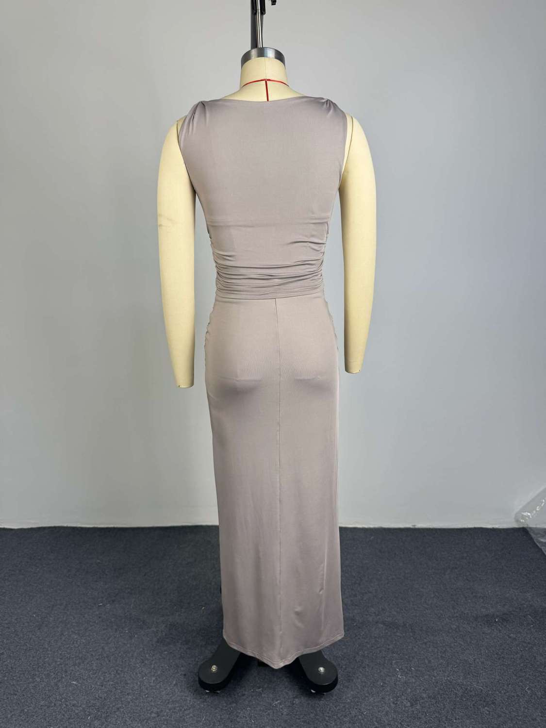 Women's Clothing Summer Style Women's Elegant Solid Color Sleeveless Top And Tie Up Slim Skirt Set Clothing_ecoleips.com