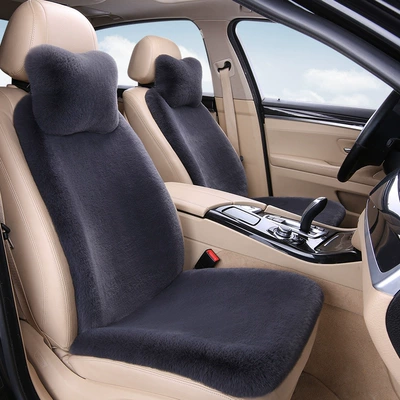 Seat cushion, seat cover — Cross-Border Exclusive Supply of Ready-Made Thickened - dark-gray-1-single-seat-1-backrest-1-neck-pillow-thick-plush