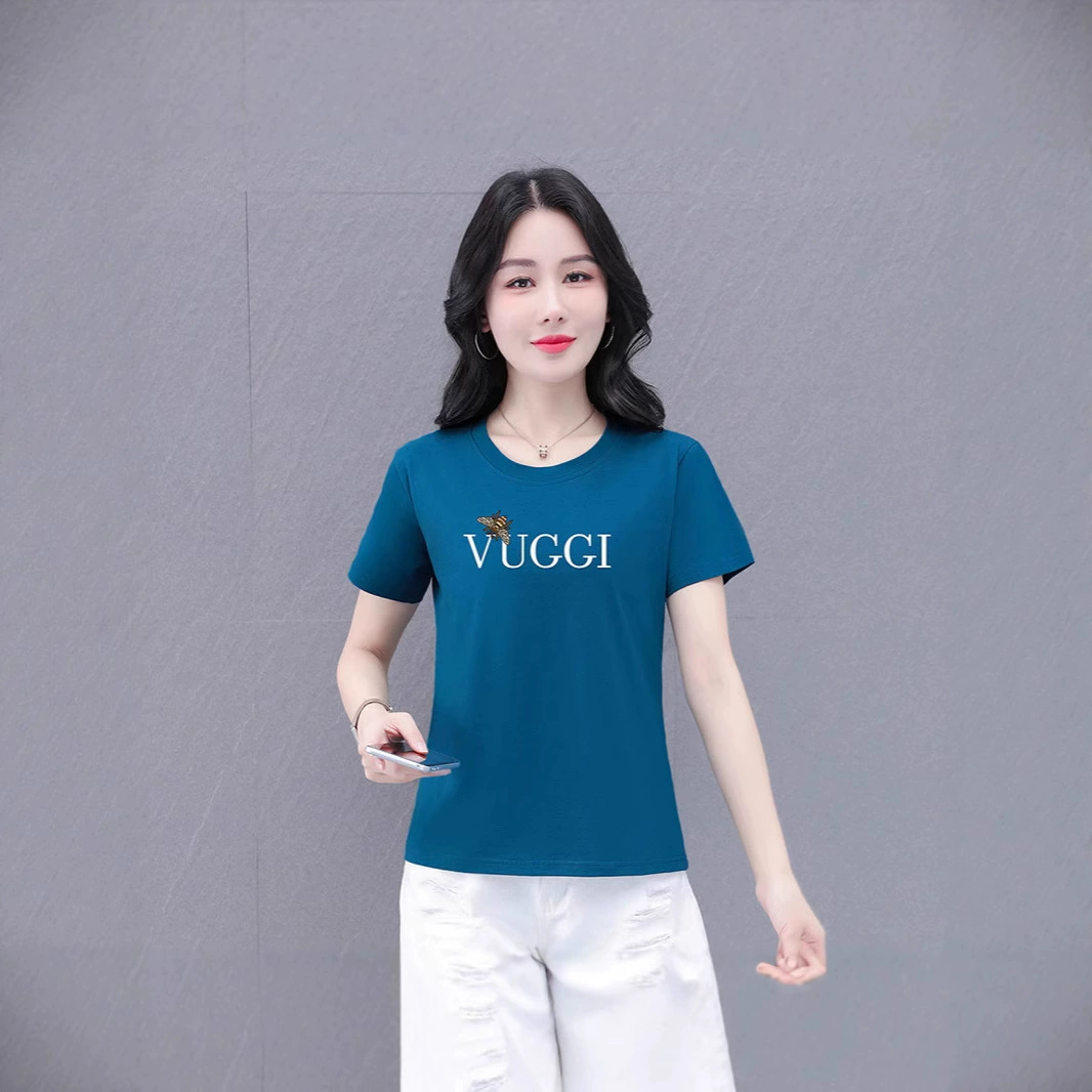 2025 новая футболка с круглым вырезом и короткими рукавами с принтом, летний топ с надписью, универсальный, свободный, для похудения