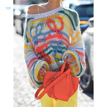 Loose fitting pullover knitted sweater��ɫ�l�y���^ᘿ���Ů
