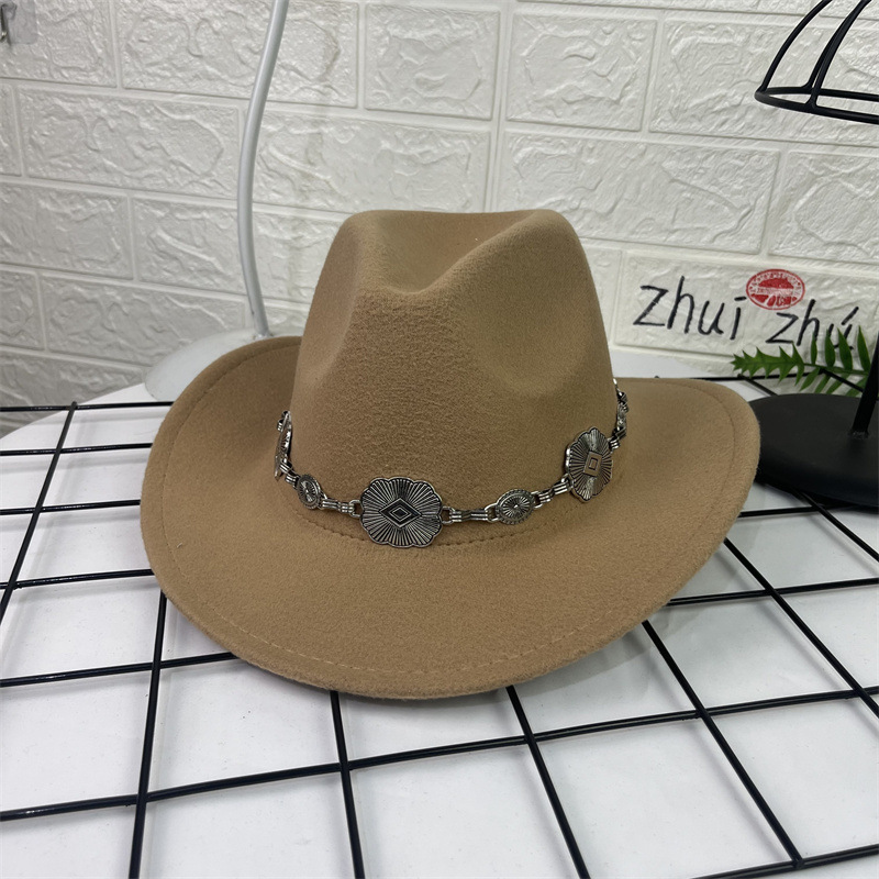 Sombrero Cowboy de Lana con Dije Ovalado de Ala Ancha para Primavera image 12