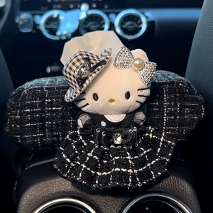 Chanel-Stil Hello Kitty Avtomobil Salfet Qutusu, Panel və Qoltuqaltı üçün, Avtomobil Kukla Salfet Qutusu