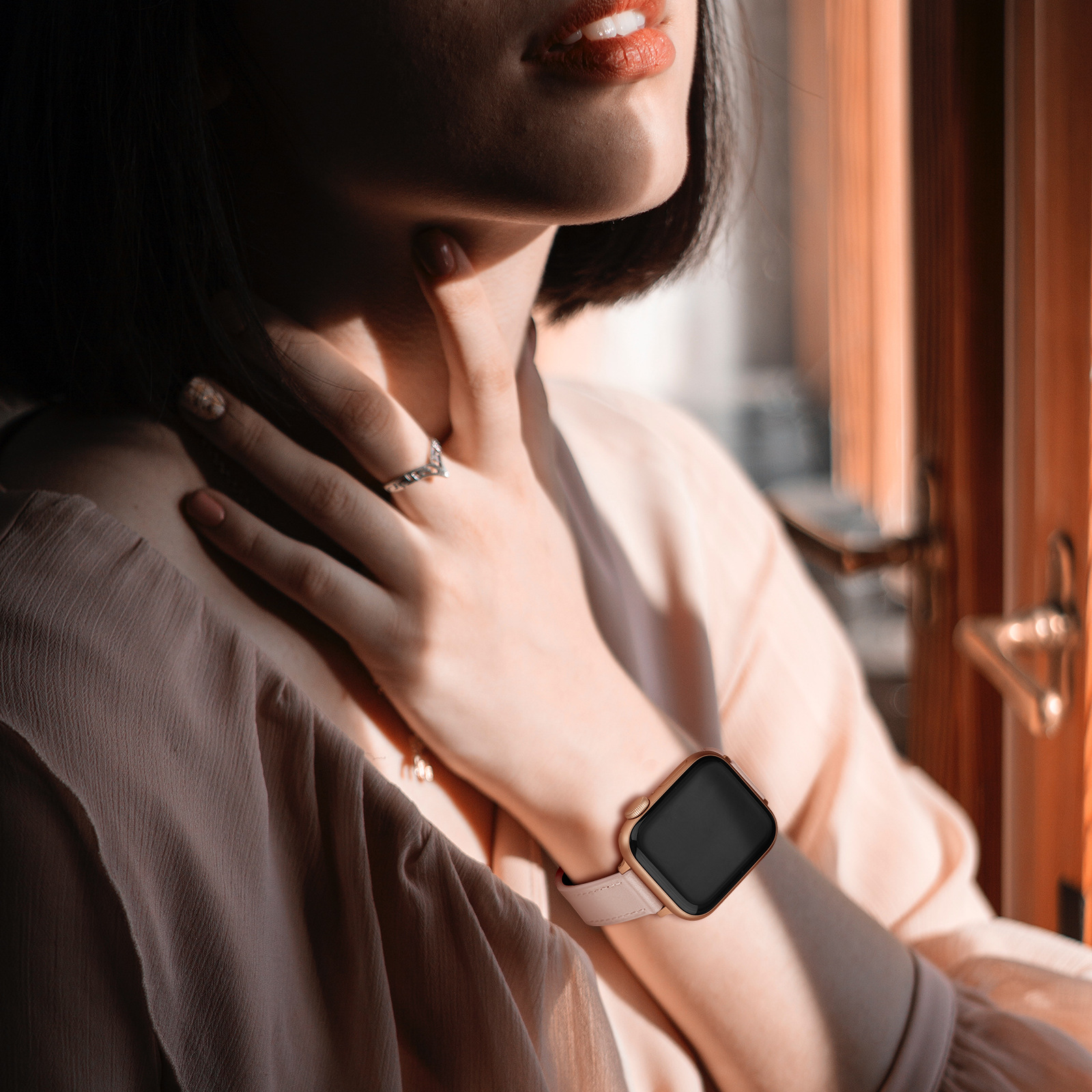 18g Weight Apple watch watchband Classification Genuine leather Material Solid Color Pattern Retro Style Retro Solid Color Apple Watch Watchband 46
