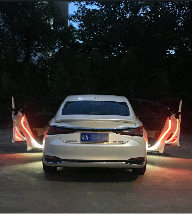 Cross-border explosions 12v car door running water scanning led light bar magic red white light anti-collision warning light flash