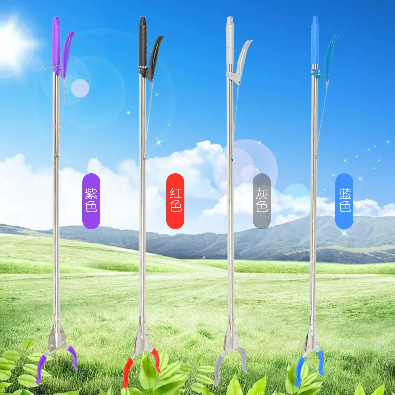 不锈钢垃圾夹子可伸缩折叠垃圾捡拾器捡物器环卫垃圾夹环保夹批发