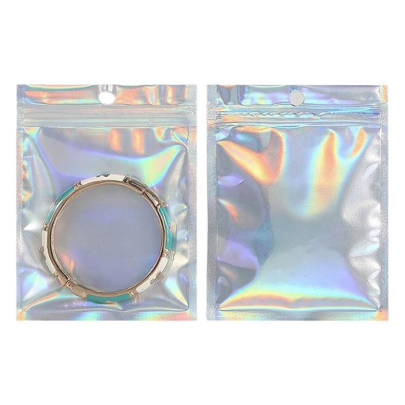 Láser ziplock bolsa de uñas de pestañas bolsa de embalaje de la joyería flash Yin y Yang bolsa de hueso Barra de papel de aluminio bolsa sellada al por mayor