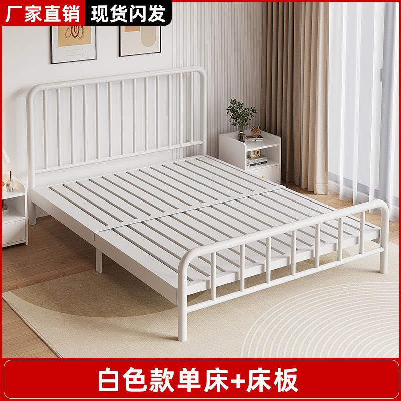 【Single bed+bed board】 White bed