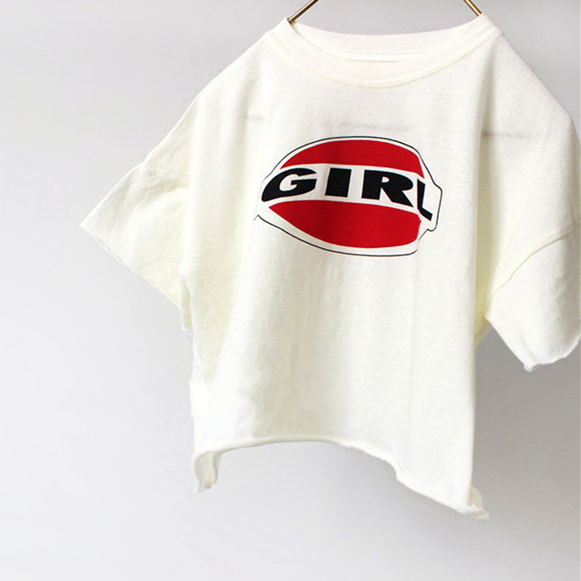 Verano estilo coreano ropa para niños nuevo top casual familia padre-hijo ropa estilo coreano carta CHICA estilo occidental camiseta de mujer