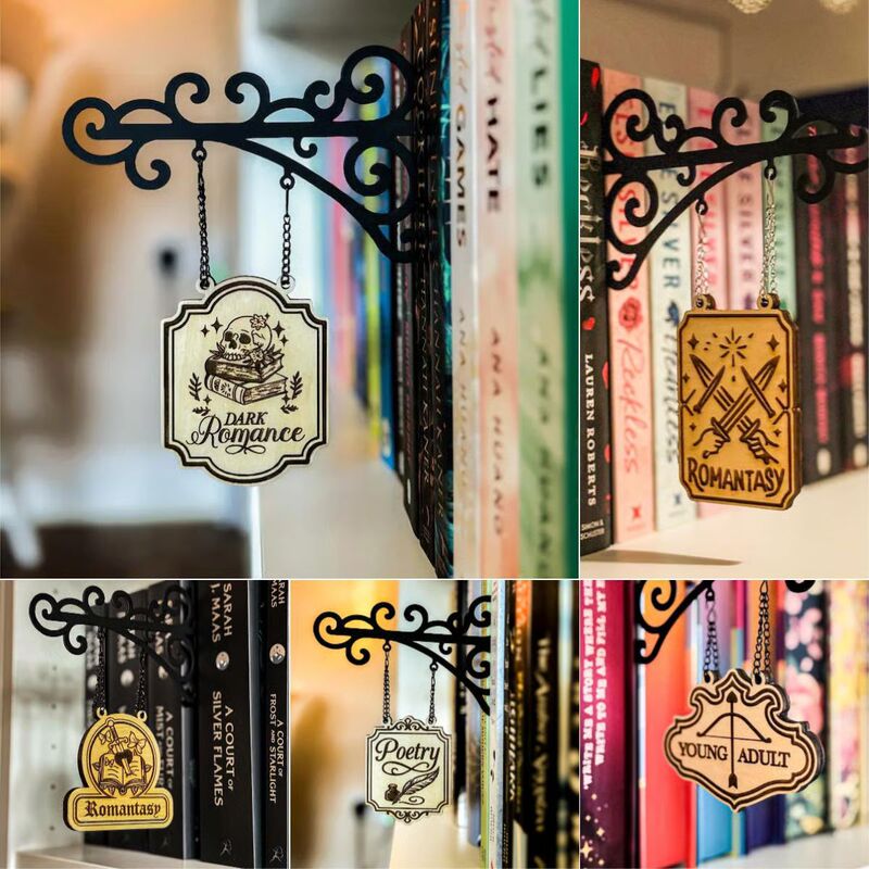 RZP 跨境 Book Nook Tavern Signs 图书类型分隔器 书签分隔标识|undefined