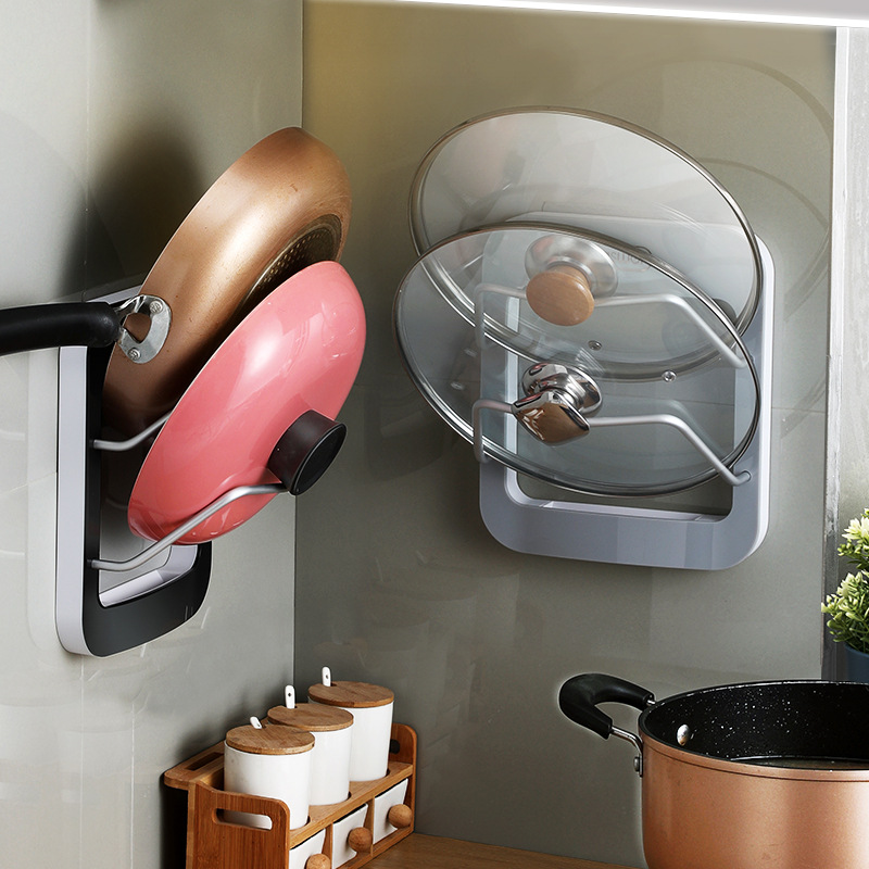 Cutting board and pan holder, no-drilling, wall-mounted, home kitchen storage rack, water collection tray