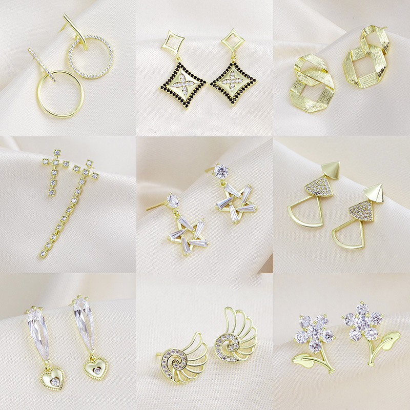 Nuevos pernos de aleación súper inmortal, orejas de aguja de plata redondas, orejas de temperamento simple, joyas para mujeres
