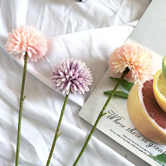 Simulated Ping Pong Chrysanthemum Single Ball Chrysanthemum Artificial Flower, Hotel Indoor Decoration Small Grass Ball Chiffon Flower, Soft Furnishing Matching Flower Material