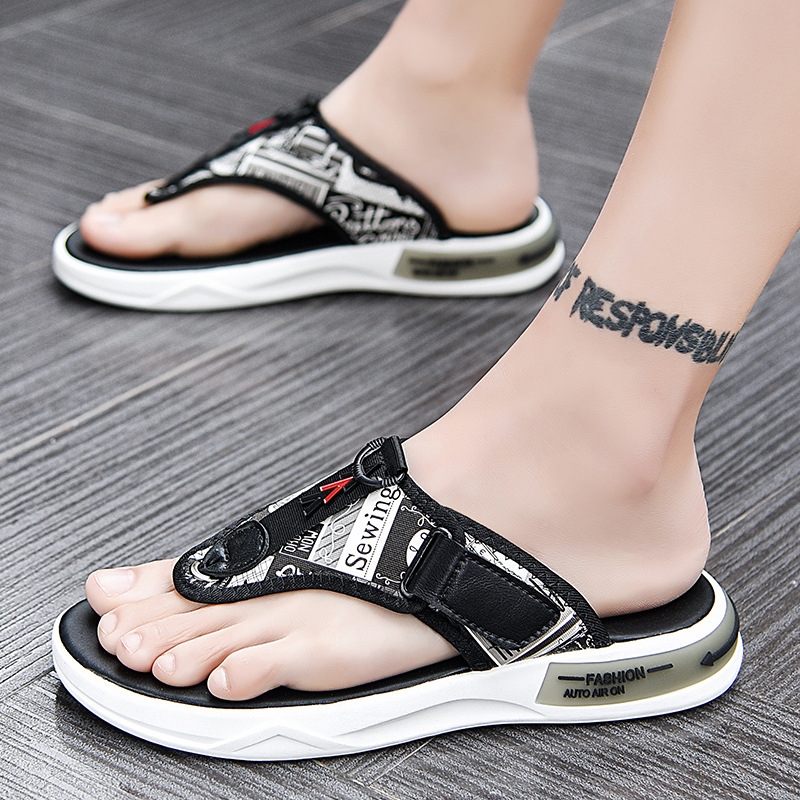 2021 summer new pattern Sandals flip flops man fashion Trend Beach shoes non-slip motion sandals  wholesale