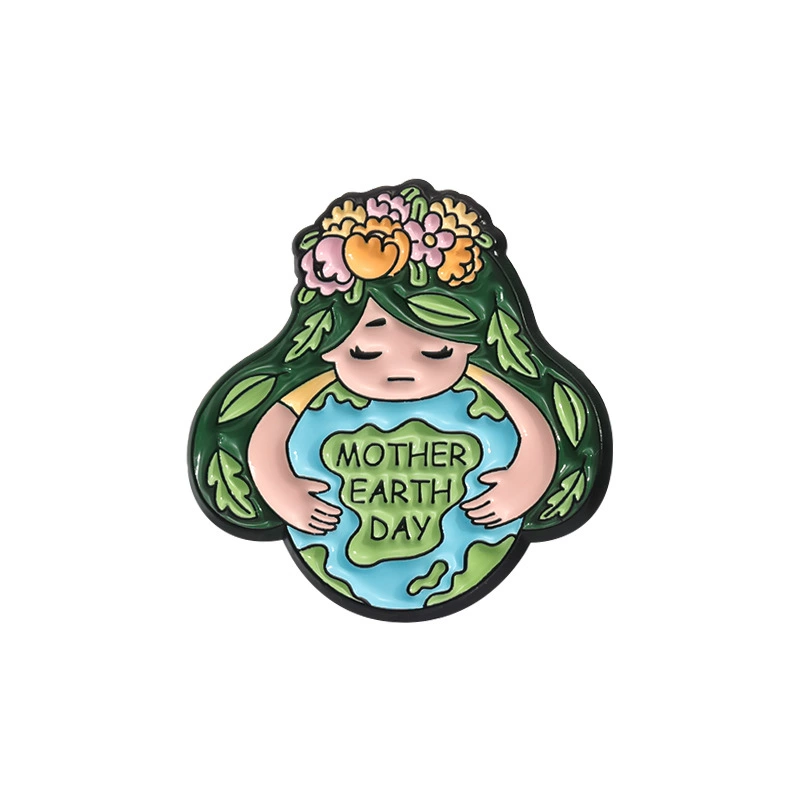Экологичные эмалевые булавки-подвески, медали Earth-Love, зелёные экологические значки круглые, assorted designs