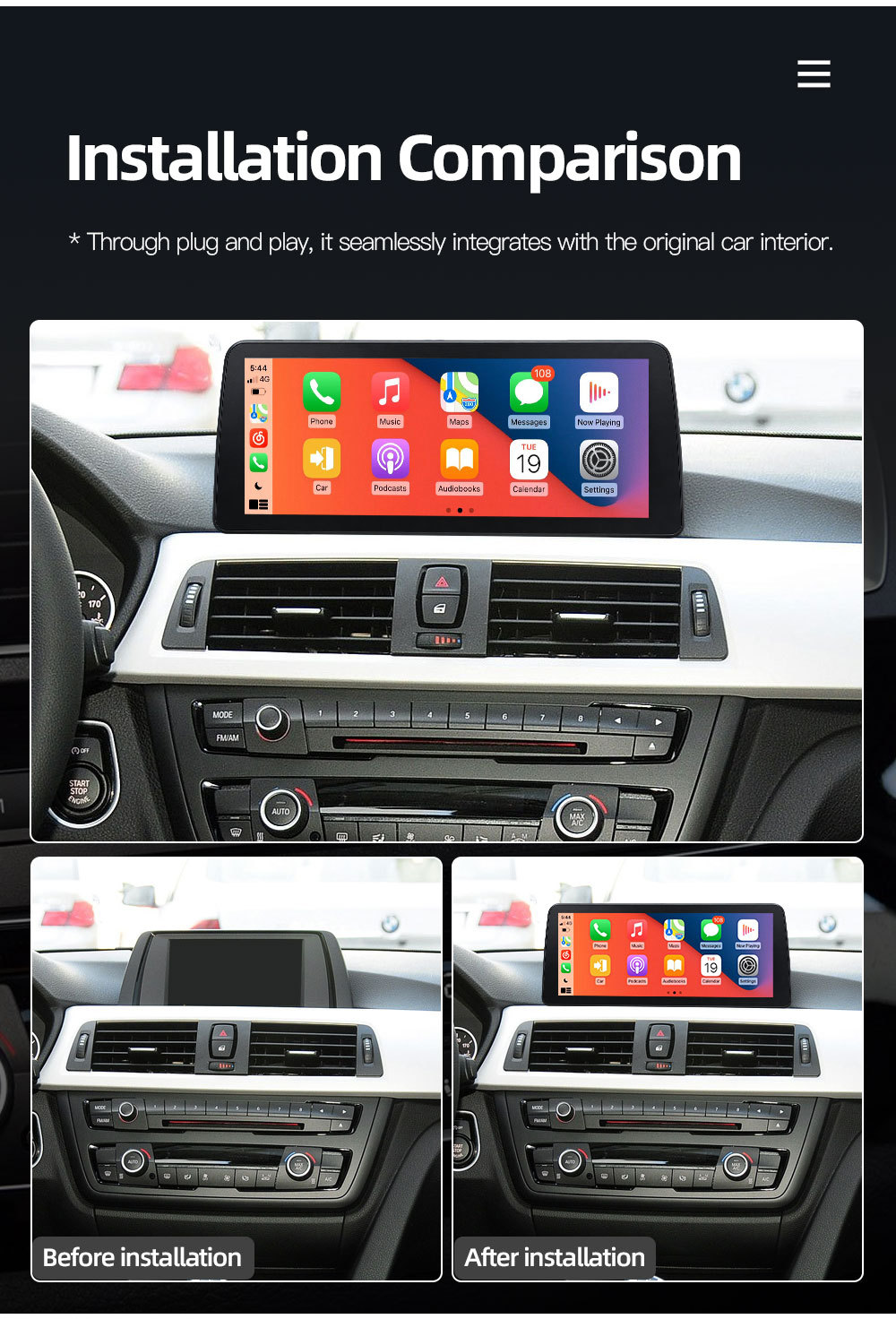 Suitable for Bmw 3 Series 4 Series F30 F31 F32 F34 Car Central Control Large Screen Navigation Carplay Player