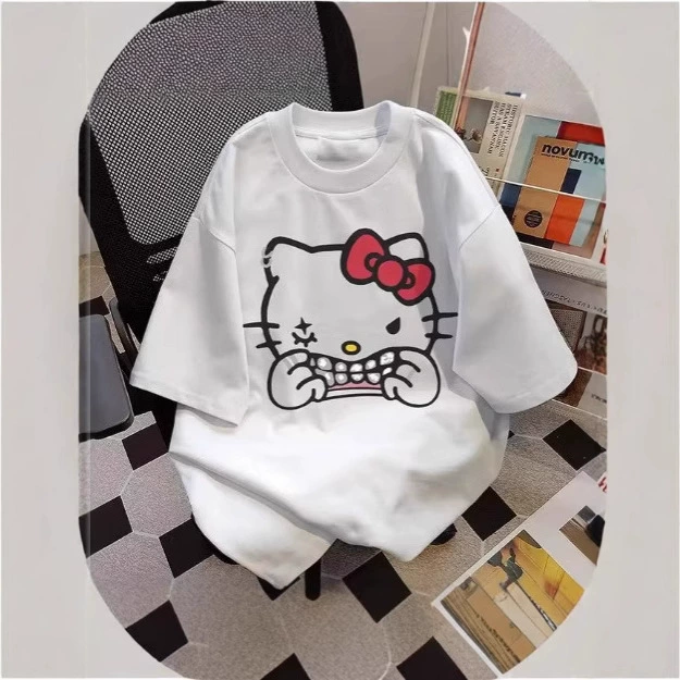 Красивый трендовый футболка Hello kitty для мужчин и женщин для отдыха, с коротким рукавом, 3D, для любимых